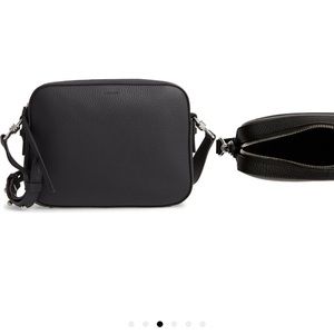 AllSaints Captain Lea Leather Crossbody Bag in Black